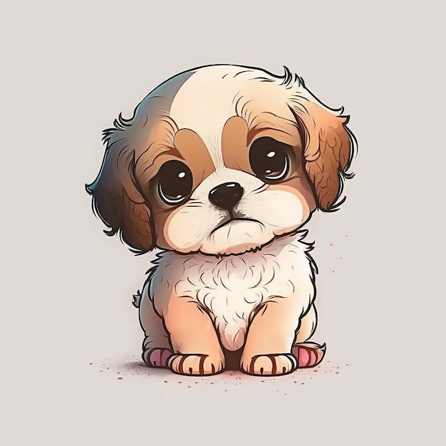 Un dessin d'un chiot qui s'appelle shih tzu.