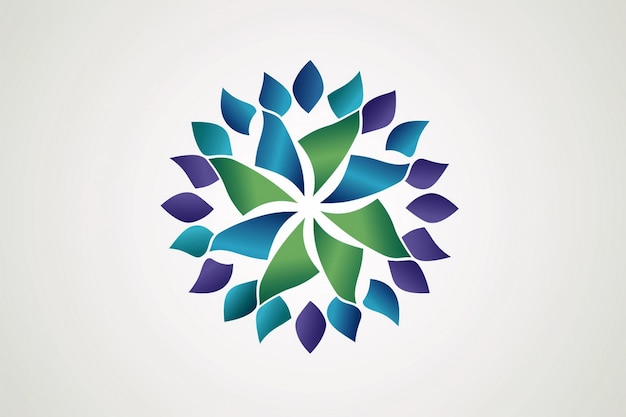 un dessin circulaire avec une fleur bleue dessus