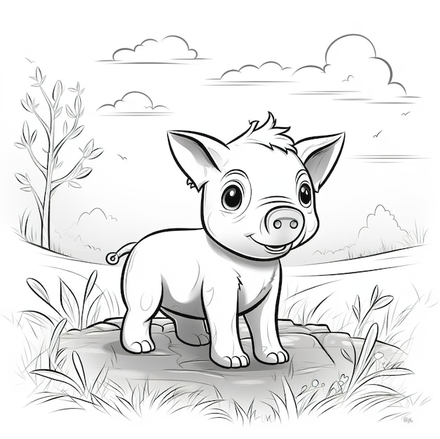 un dessin d'un cochon avec une étiquette qui dit cochon.