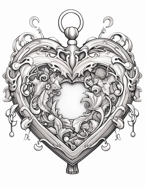 Photo un dessin d'un cœur avec une clé au milieu
