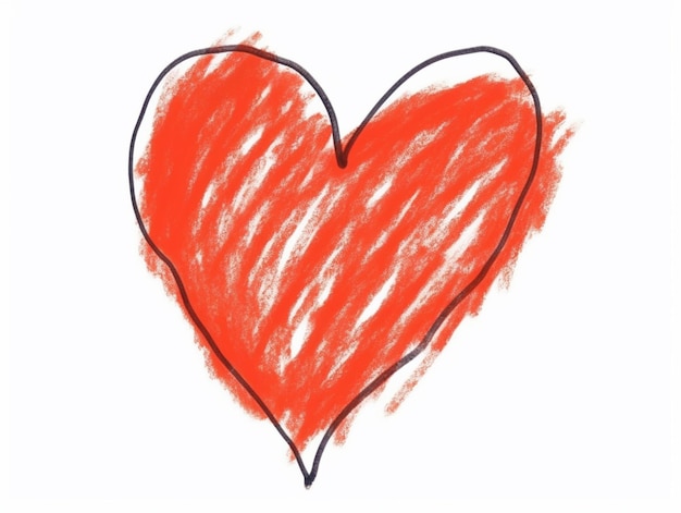 Photo un dessin d'un coeur avec un coeur rouge dessus.