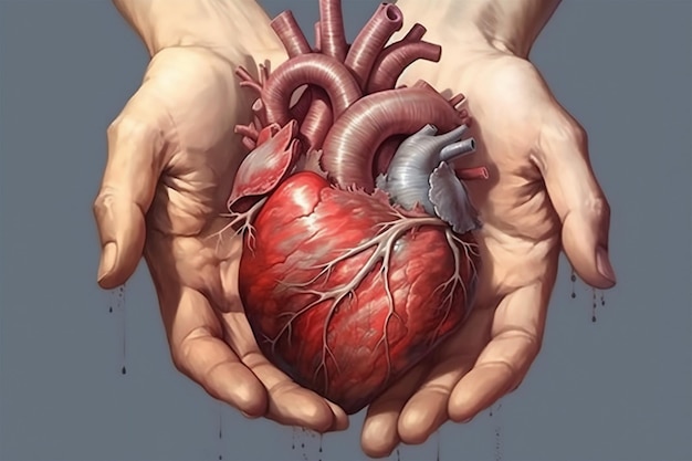 Photo un dessin d'un coeur et des mains d'un homme