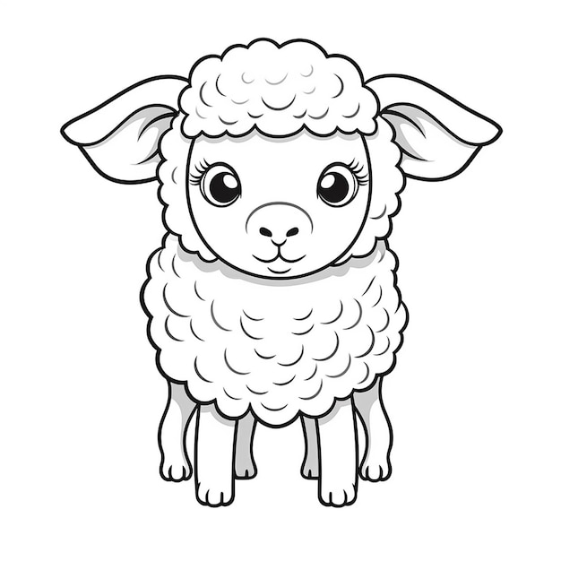 Photo le dessin de coloration de moutons livre de coloriage simple kawaii art animalier