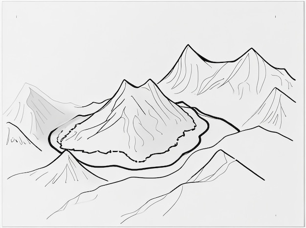 Photo le dessin continu d'une seule ligne de sommet d'une chaîne de montagnes majestueuse