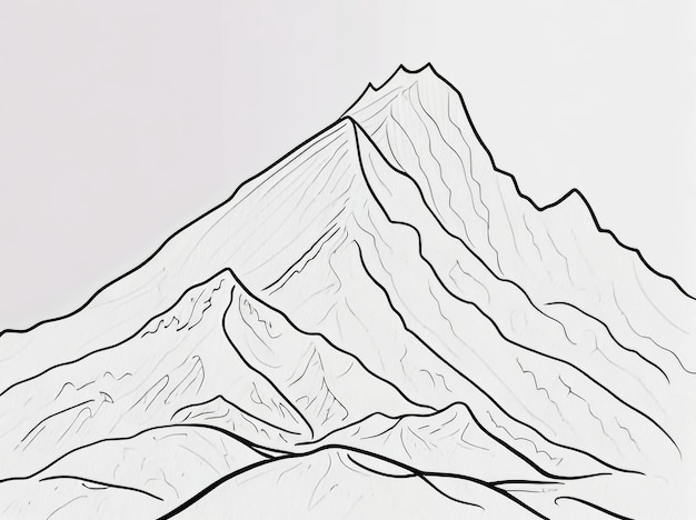 Photo le dessin continu d'une seule ligne de sommet d'une chaîne de montagnes majestueuse