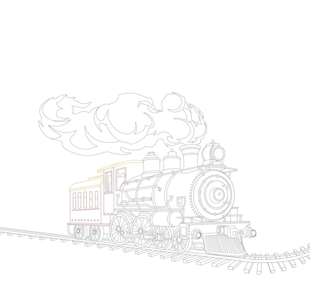 dessin de contour d'un train sur rails livre de coloriage pour enfants