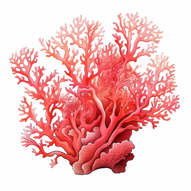 Photo un dessin d'un corail avec des coraux rouges et des coraux