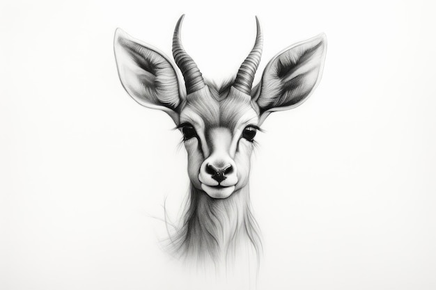 Un dessin à crayon d'un animal antilope mignon