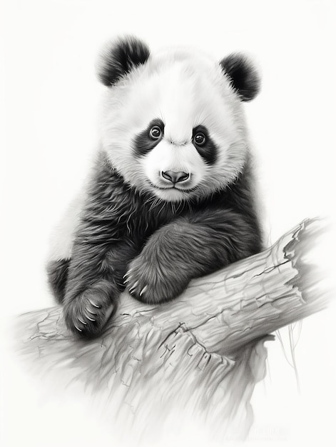 Photo un dessin à crayon d'un animal panda