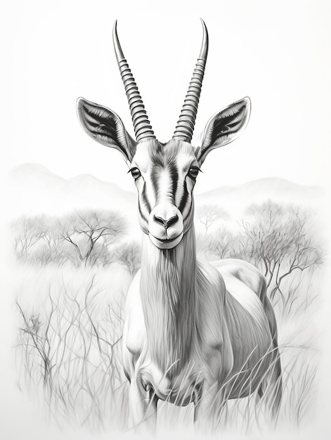 Photo dessin à crayon dessin d'animal de gazelle