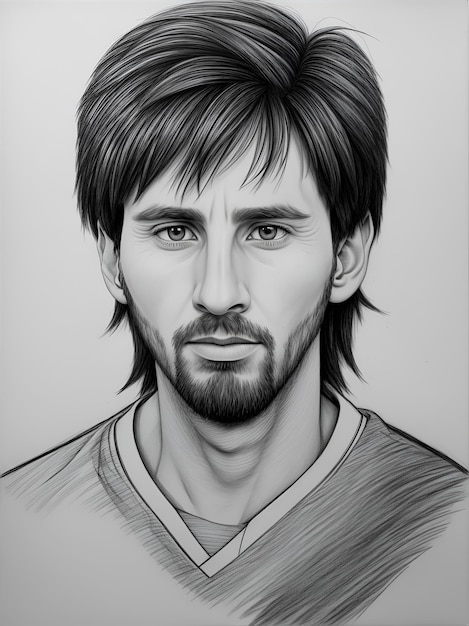 Photo le dessin à crayon de leo messi 2