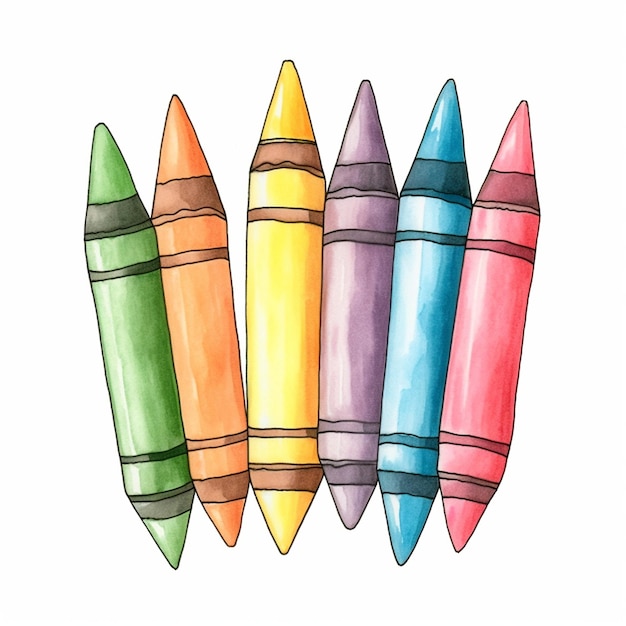 Photo un dessin de crayons de couleur avec des crayons de couleur sur fond blanc.