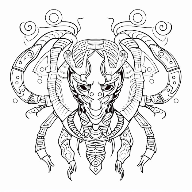 un dessin d'une créature stylisée avec une grande tête et de grandes pattes