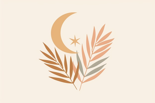 un dessin avec un croissant et une étoile