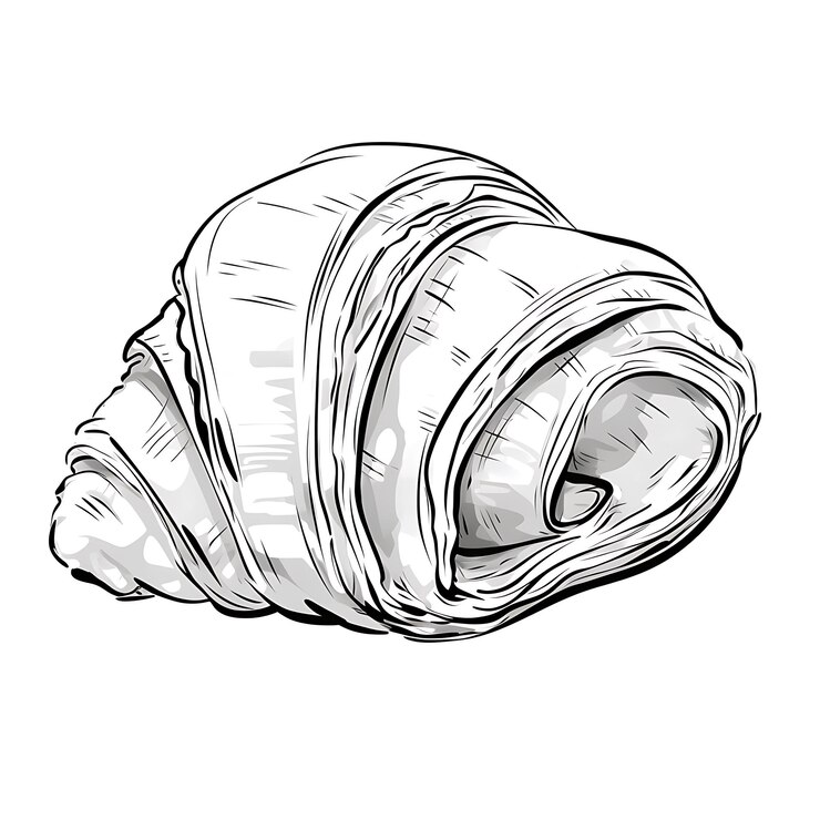 Photo un dessin d'un croissant sur un fond blanc