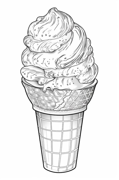 un dessin d'un cupcake avec un tourbillon de dessus génératif ai