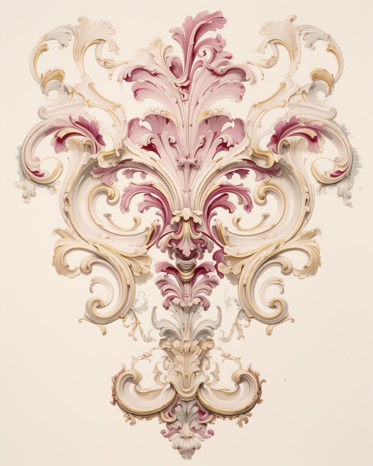 Photo dessin décoratif de style rococo
