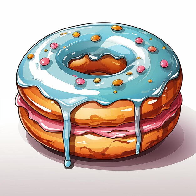 un dessin délicieux donut vitré rose orné de éclaboussures colorées
