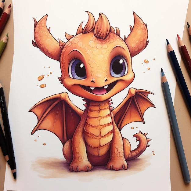 Dessin d'un dessin d'un dessin d'un dragon super mignon