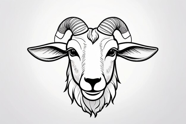Photo dessin de dessin en ligne unique tête de chèvre de mouton fête musulmane sacrifice d'animal chèvre eid al adha
