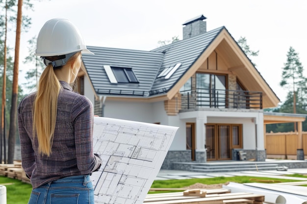 Photo dessin détaillé du plan de la maison de l'architecte générer de l'ia