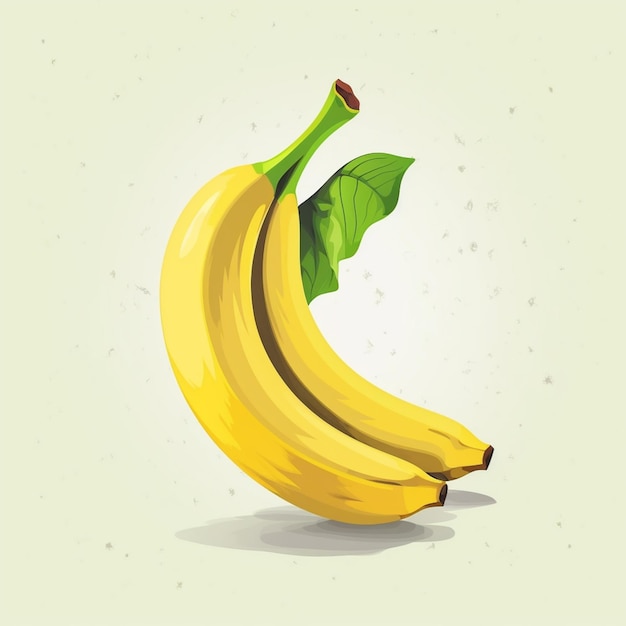 Un dessin de deux bananes avec une feuille verte sur le dessus.