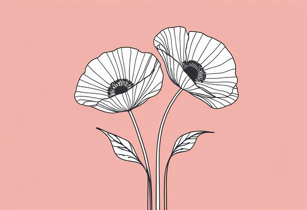 un dessin de deux fleurs avec les mots "marguerites" en bas