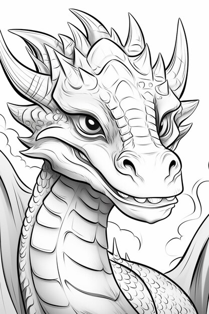 Photo un dessin d'un dragon avec une queue de dragon et un visage de dragon