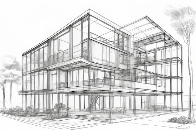 Photo dessin du plan de l'architecture généré par ordinateur