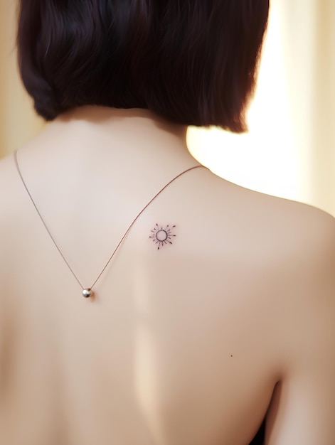 Le dessin du tatouage de l'épaule petit soleil et lune petit mignon simplement