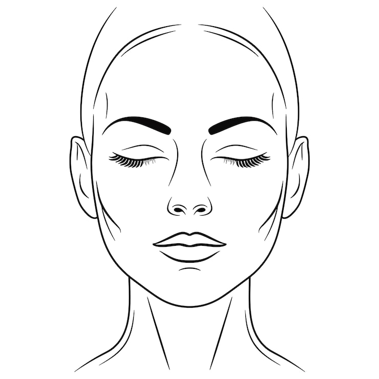 Photo un dessin du visage d'une femme avec les yeux fermés