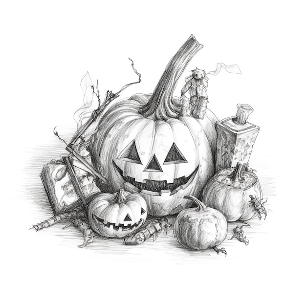 Photo un dessin effrayant d'halloween