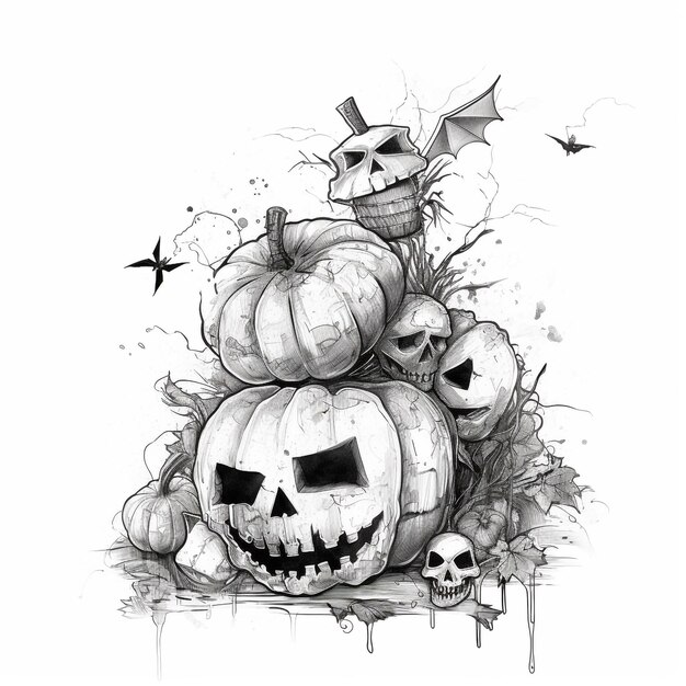 Photo un dessin effrayant d'halloween