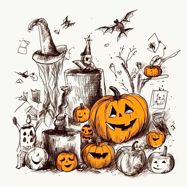 Photo un dessin effrayant d'halloween