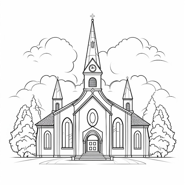 dessin de l'église pour la coloration