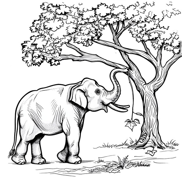 un dessin d'un éléphant avec des défenses dessus