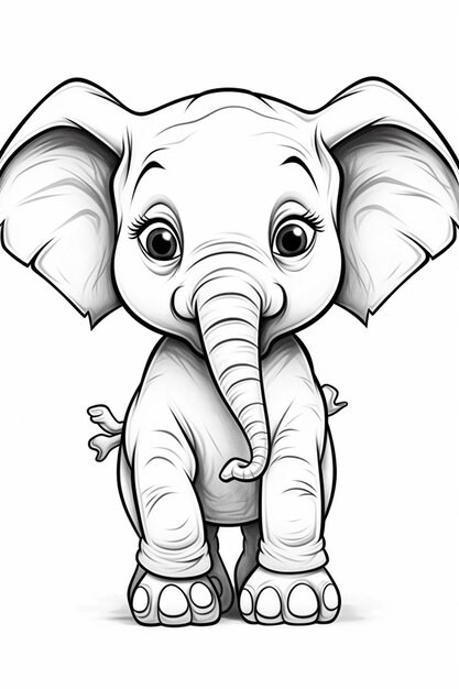 un dessin d'un éléphant avec de grands yeux et une grande trompe ai générative