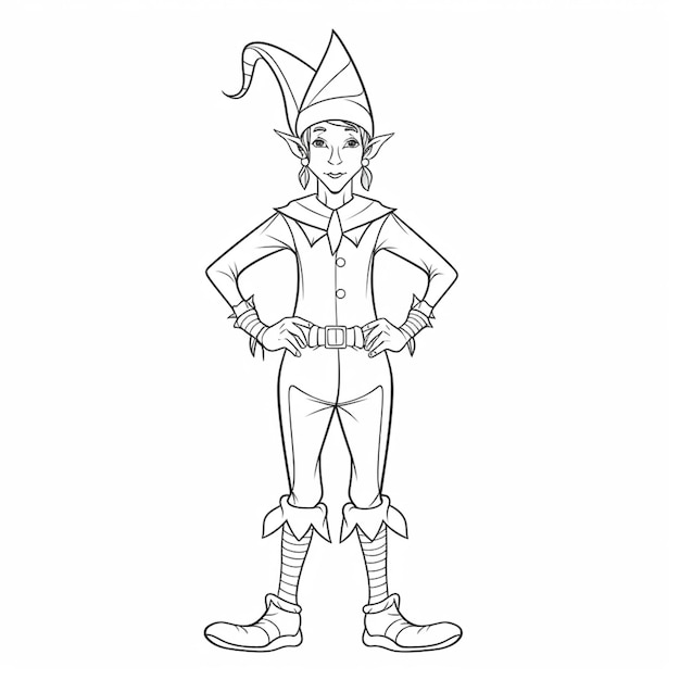 un dessin d'un elfe de dessin animé avec un chapeau et des bottes ai générative