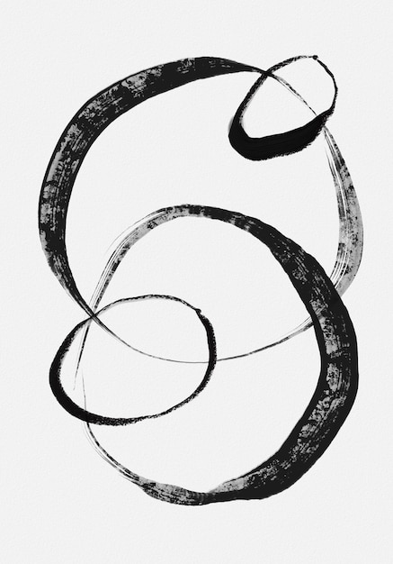 Photo dessin encre noire pinceaux abstraits lignes de tourbillon moderne dessin au trait minimaliste