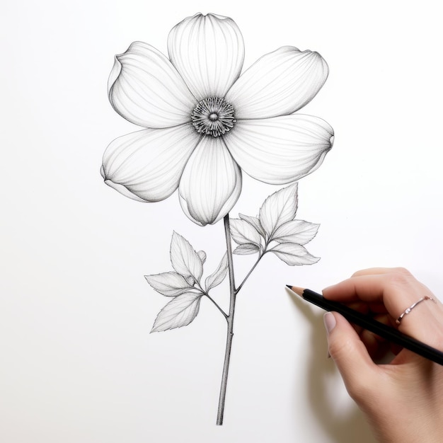 Photo un dessin d'enfant d'un dogwood simple et incomplet