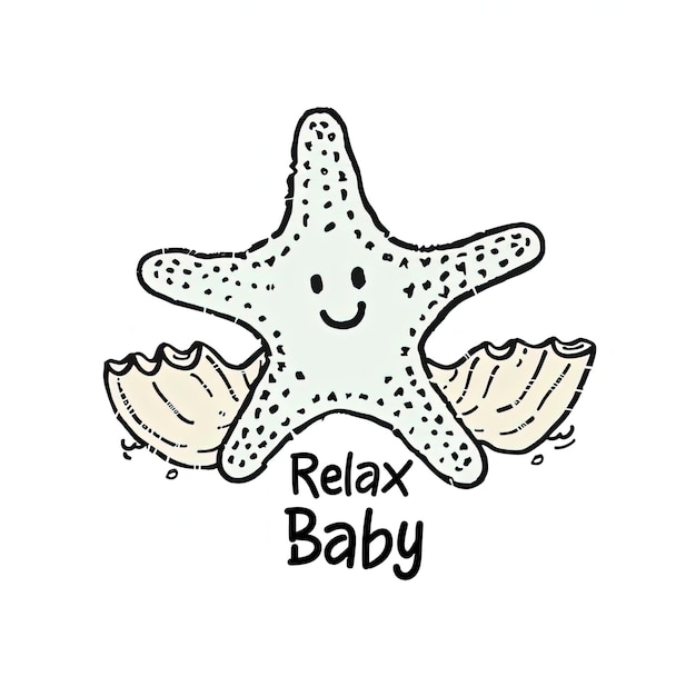 Un dessin d'une étoile de mer avec les mots relax baby