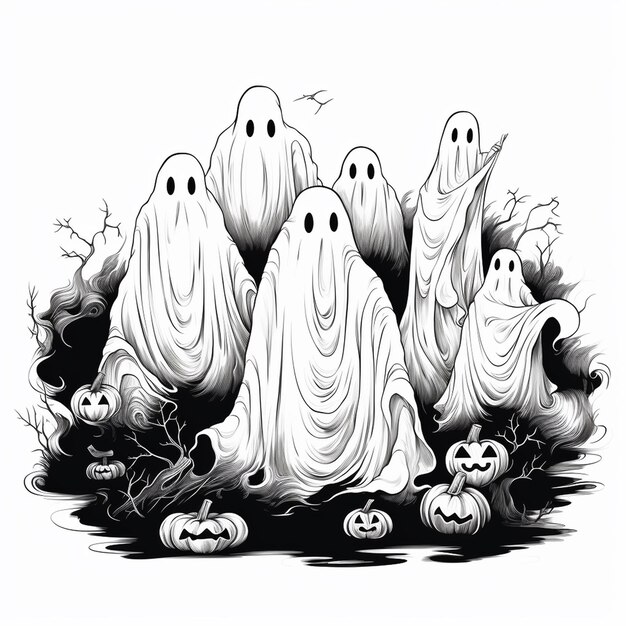 Photo un dessin de fantôme d'halloween pour un site web