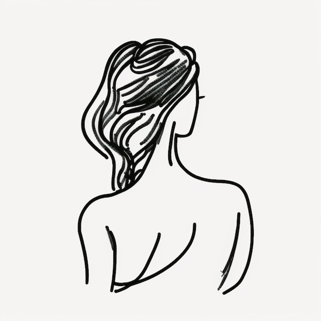 Photo un dessin d'une femme aux cheveux longs en queue de cheval