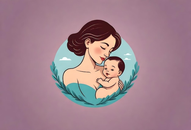 un dessin d'une femme avec un bébé dans les bras