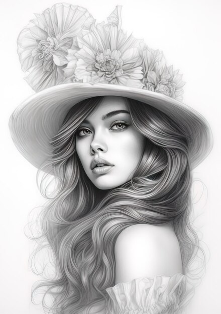 un dessin d'une femme avec un chapeau qui dit qu'elle est une dame