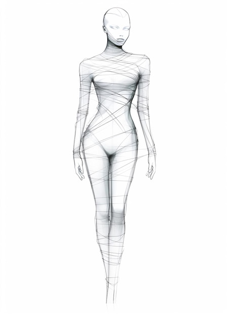 un dessin d'une femme dans un body avec un torse serré ai génératif