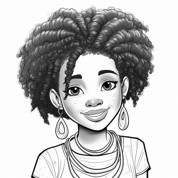 Photo un dessin d'une femme avec de grands cheveux afro