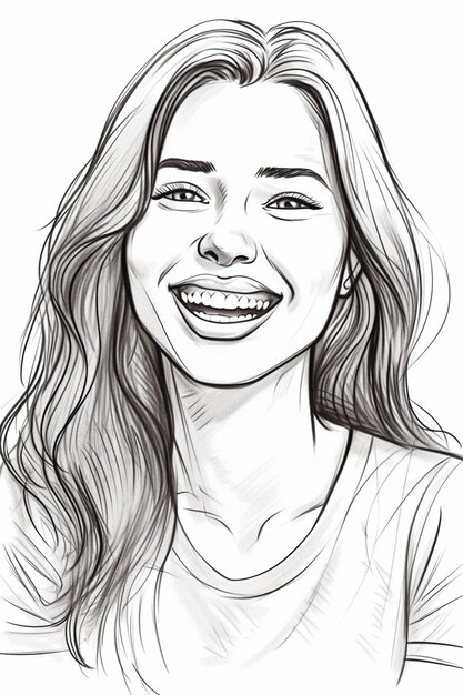 Photo un dessin d'une femme souriante aux cheveux longs