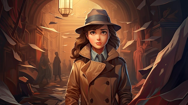 Photo dessin d'une femme en trench-coat