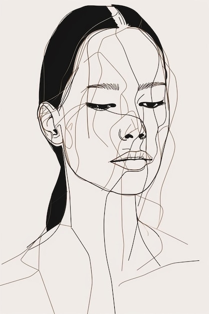 un dessin d'une femme avec les yeux fermés et ses yeux fermés